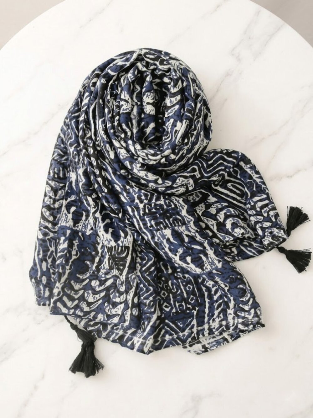 Navy Blue Ladies Summer Scarf